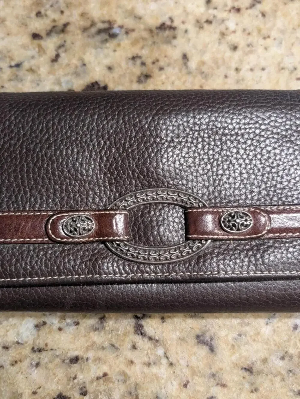 Brighton Brown Leather Women's Wallet with Decorative Metal Accent